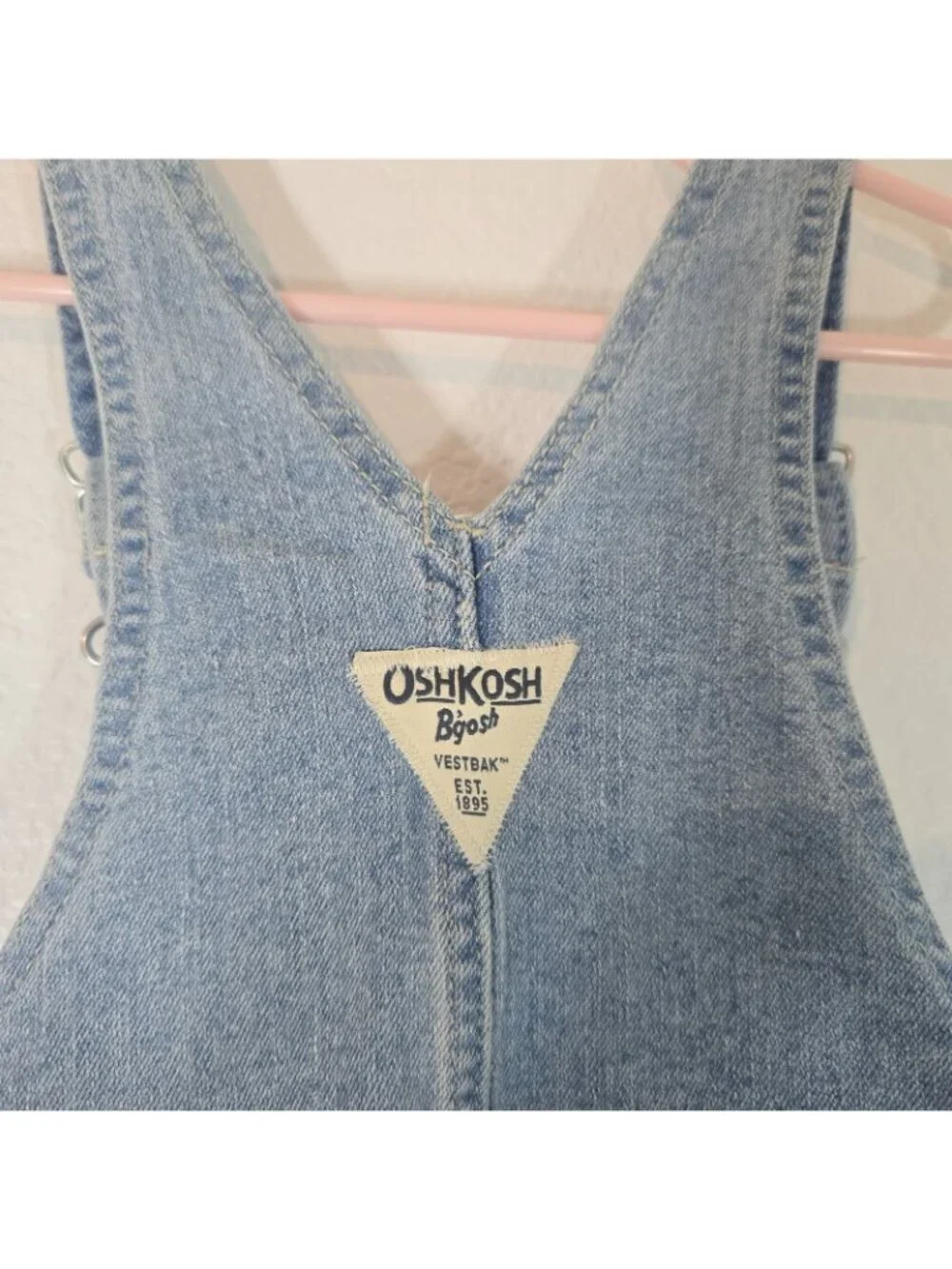 Oshkosh BGosh Jumper Dress Girls 3T Blue White Eyelet Denim Casual Play Party